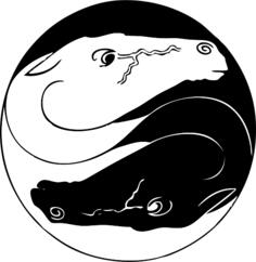 Vector clip art of Ying Yang sign with horse