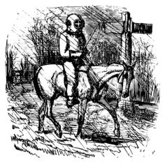 Vector drawing of diver on a horse