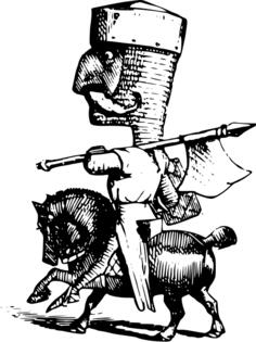 Vector image of strange knight on a horse