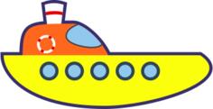 Vector drawing of yellow cartoon boat