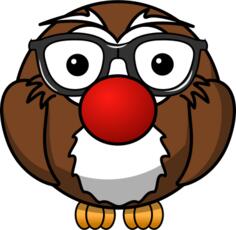 Vector clip art of big brown owl with glasses