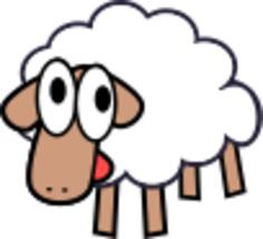 Vector illustration of silly white cartoon sheep
