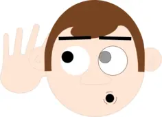 Vector image of man cupping his hand to hear better