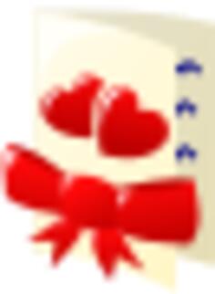 Color clip art of two hearts and a bow Valentines card