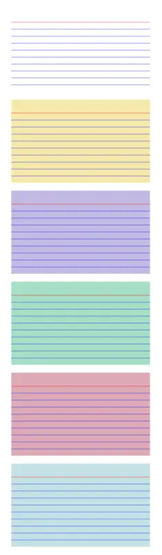 Vector illustration of white and colored index cards