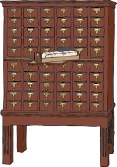 Vector graphics of wood library card catalog