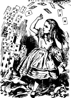 Alice in gambling card Wonderland vector clip art