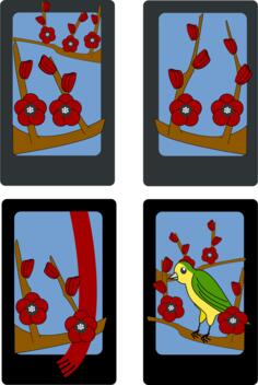 Vector clip art of spring idyll on four cards