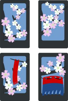Vector image of spring flowers idyll on four cards