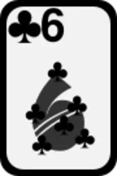 Six of Clubs funky playing card vector clip art