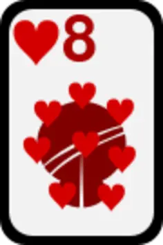 Eight of Hearts funky playing card vector clip art
