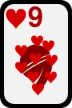 Nine of Hearts funky playing card vector clip art