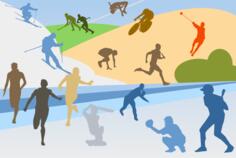 Sports disciplines silhouettes collage vector clip art