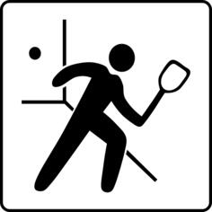 Vector illustration of raquetball facilities available sign
