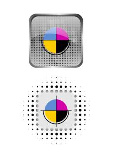 Vector drawing of icon set for CMYK color palette