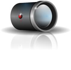 Camera lens attachment with shadow vector clip art