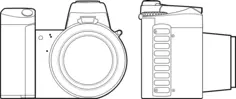 Orthographic vector drawing of camera