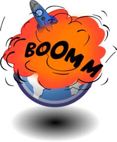 Rocket explosion at launch vector drawing