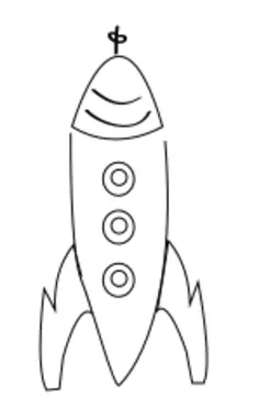 Line art rocket vector drawing