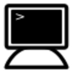 Vector drawing of monochrome terminal window on PC icon