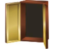 Vector image of brown colored cupboard open