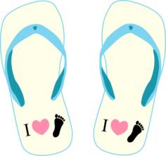 Flip flops with "I Love Foot" symbol vector image