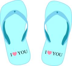 Vector clip art of flip flops with "I Love You" sign
