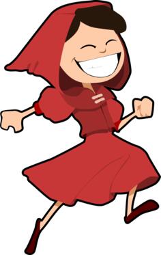 Jumping girl dressed in red vector image