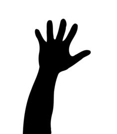 Vector illustration of kid's hand raised up