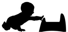 Silhouette vector clip art of baby reaching for a potty