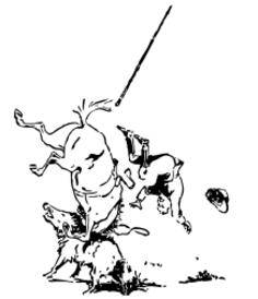 Hunter overthrown by horse vector clip art