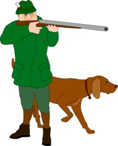 Hunter with scent hound vector clip art
