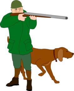 Hunter with scent hound dog vector illustration