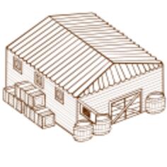 Vector graphics of role play game map icon for a warehouse