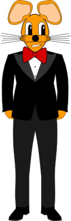 2D humanoid mouse in a tuxedo vector drawing