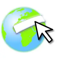 Earth logo with a mouse pointer vector image