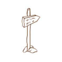 Vector drawing of role play game map icon for a roadsign