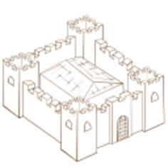 Vector clip art of role play game map icon for a fortress