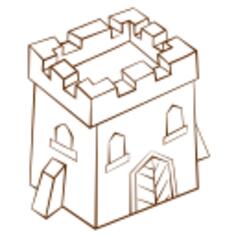 Vector clip art of role play game map icon for a tower square