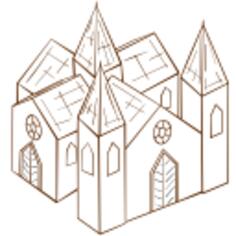 Vector image of role play game map icon for a cathedral