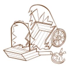 Vector illustration of role play game map icon for a caravan wreck
