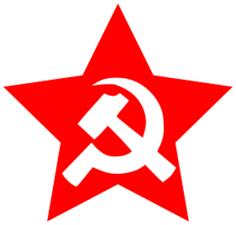 Vector image of large hammer and sickle in star