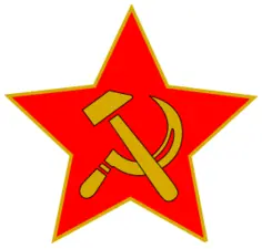 Hammer and sickle in red star vector clip art