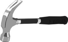 Vector image of hammer with black rubber handle
