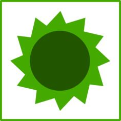Vector illustration of eco green sun icon with thin border