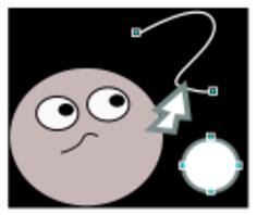 Vector drawing of smiley face looking up to a wire