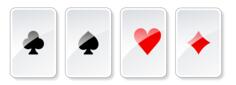 Vector graphics of set of glossy gambling cards