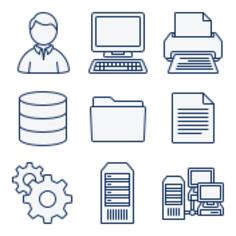 Vector clip art of set of computer network diagram icons