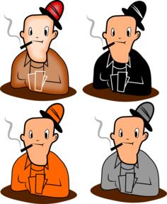 Vector drawing of funny card player cartoon character
