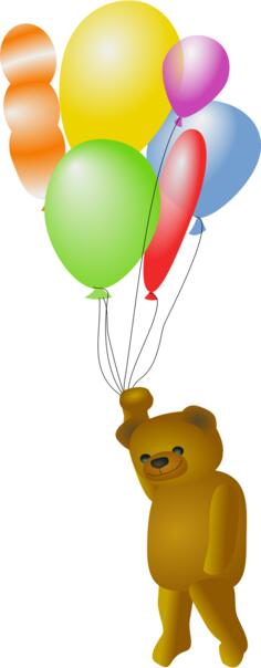 Teddy bear holding balloons vector drawing